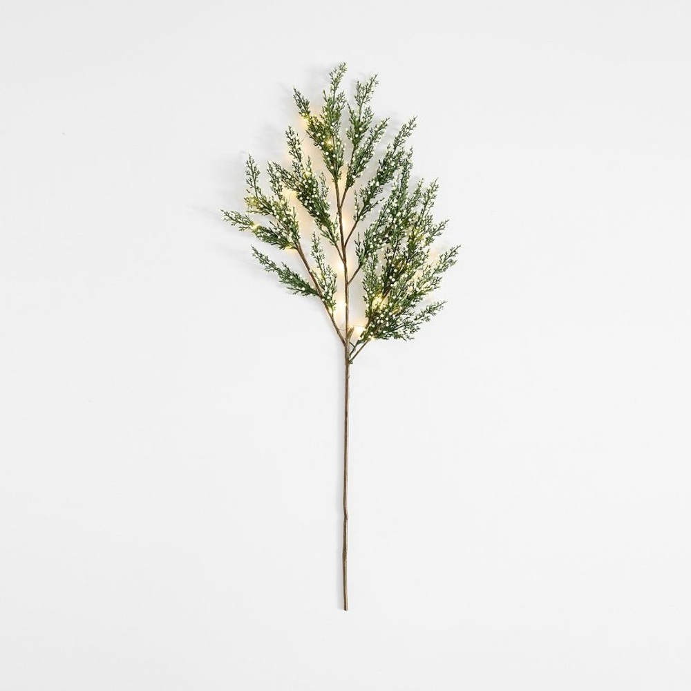 New Pottery Barn Lit Faux Berry Branch, White, 48”